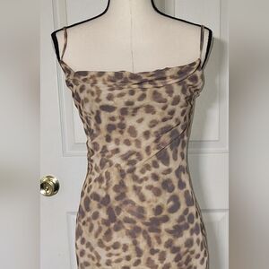 Rachel Zoe Leopard Print Maxi Slip Dress XS Spaghetti Strap Bias Cut
